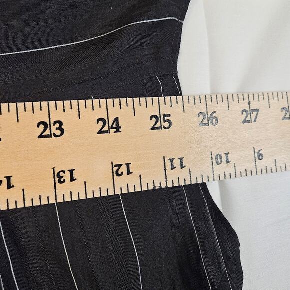 Vince Sheer Pop Over Sleeveless Blouse Stripes Drape Black Size XXXL - Picture 7 of 8